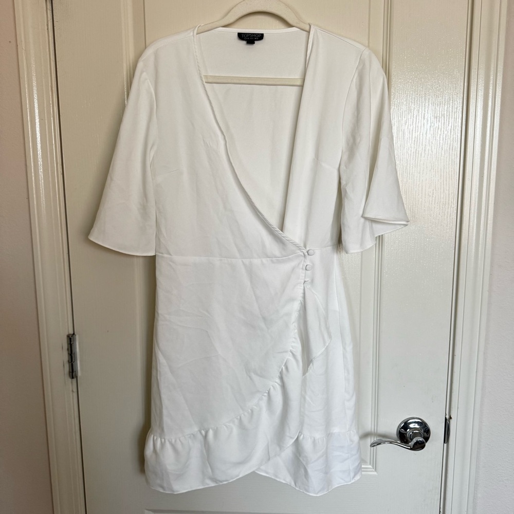 Topshop White Mini Wrap Dress